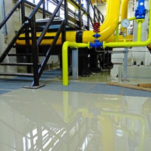 Industrial facility with epoxy flooring