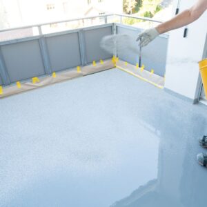 Epoxy flooring being installed
