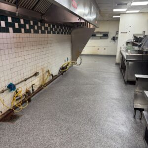 a brand new commercial kitchen floor