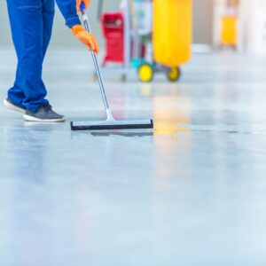 epoxy floor being cleaned