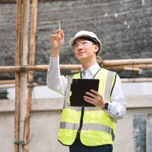 Inspector with a clipboard